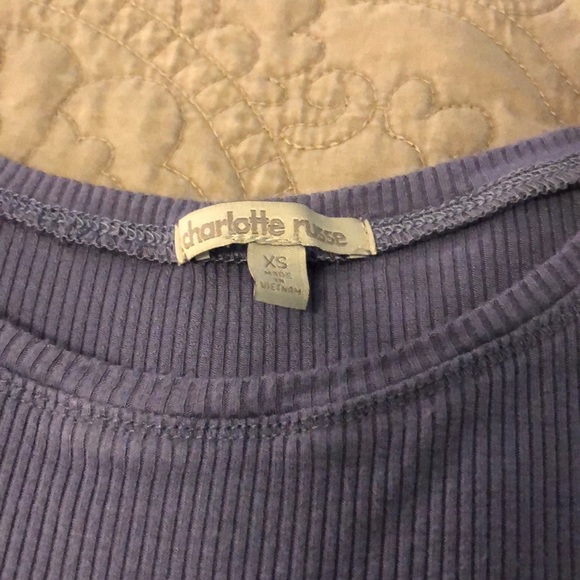 Plain Blue Charlotte Russe Ribbed Tee - Picture 3 of 4